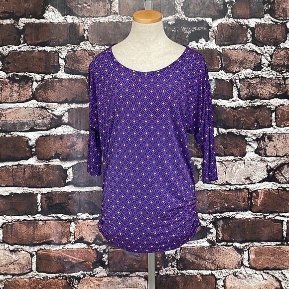 41 Hawthorn Top Dolman Sleeves Geometric Pink Blue Medium - Picture 1 of 12